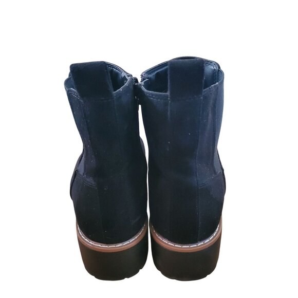Kensie 9 Kayla B Chelsea Boot Faux Suede Zipper Ankle Bootie Chunky Shoe Black - Picture 5 of 10